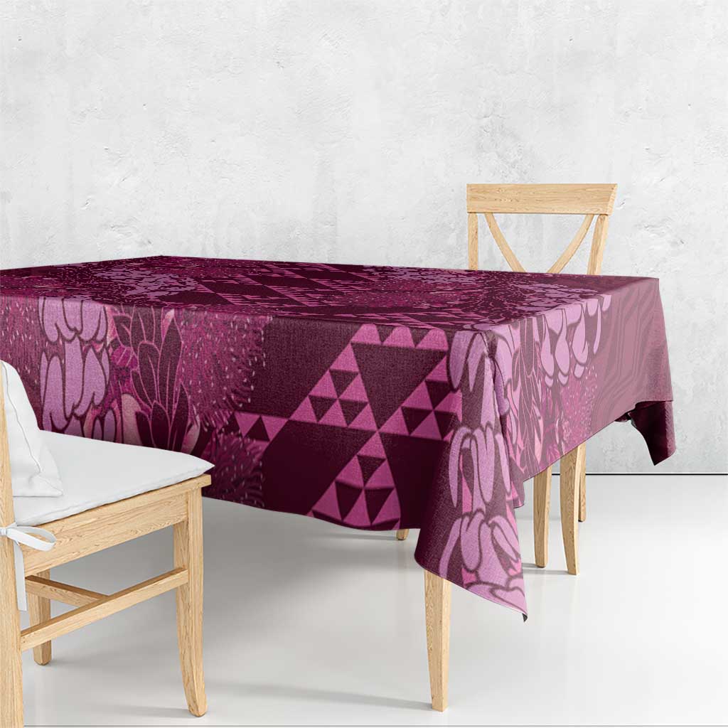 Pink Aloha Hawaii Tablecloth Hawaiian Kakau Ohia Lehua Lei - Polynesian Pride