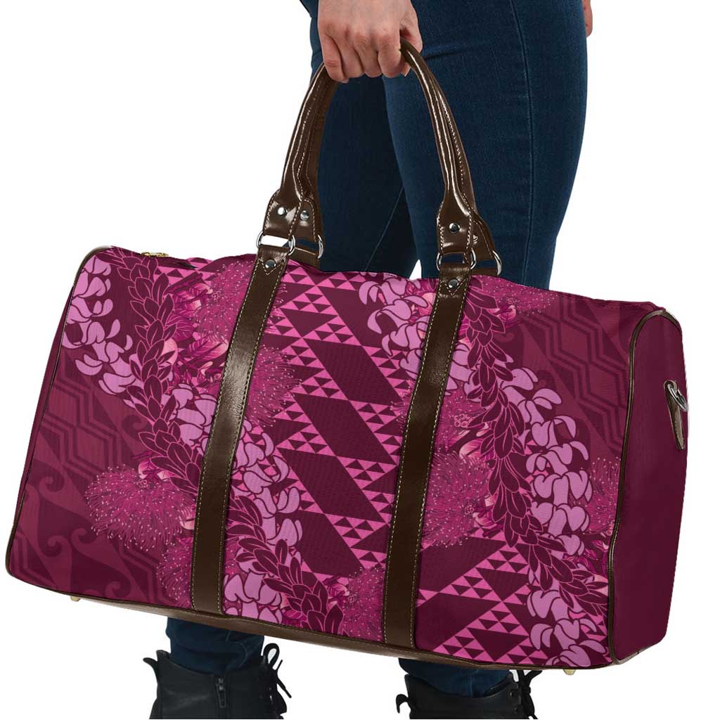 Pink Aloha Hawaii Travel Bag Hawaiian Kakau Ohia Lehua Lei - Polynesian Pride