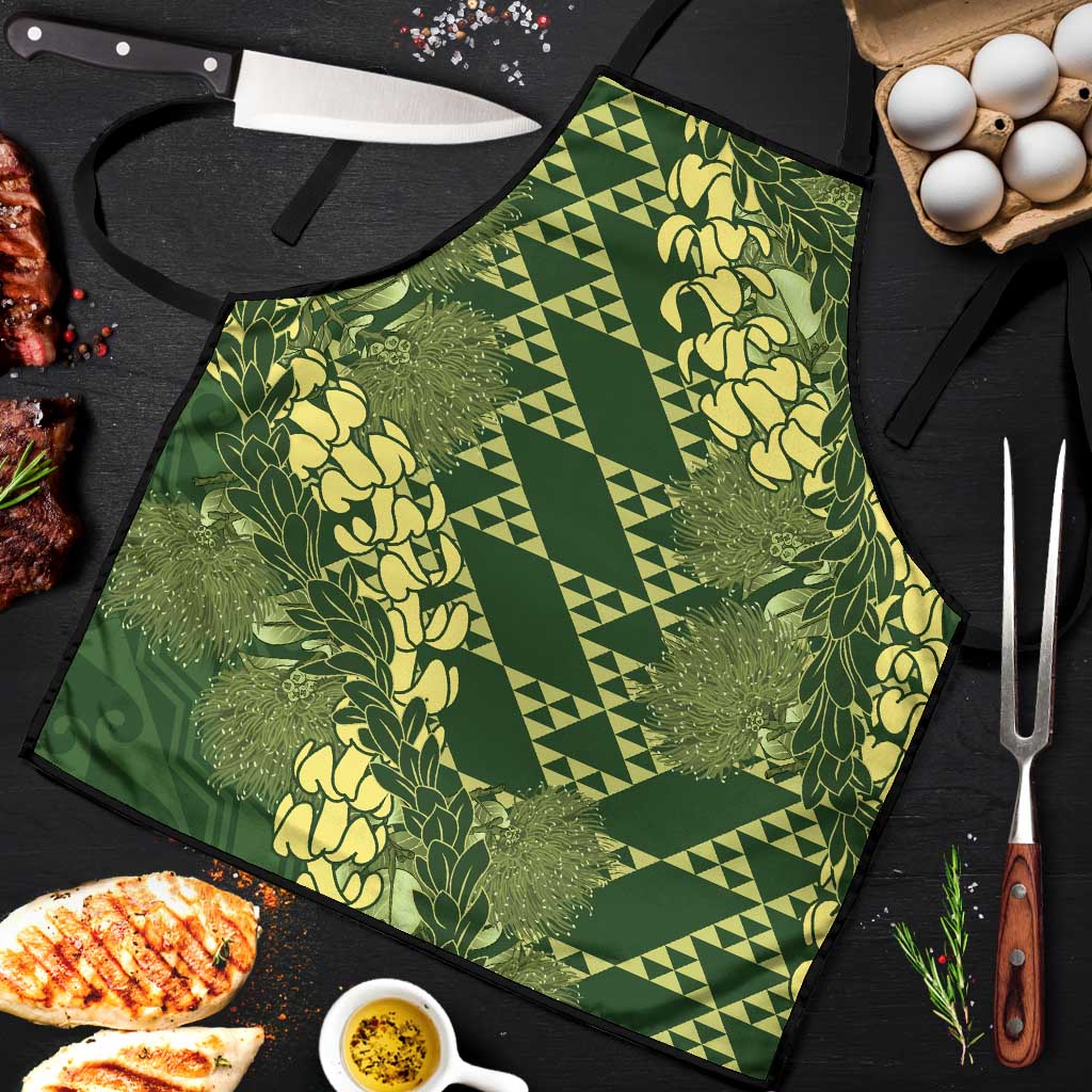 Green Aloha Hawaii Apron Hawaiian Kakau Ohia Lehua Lei - Polynesian Pride
