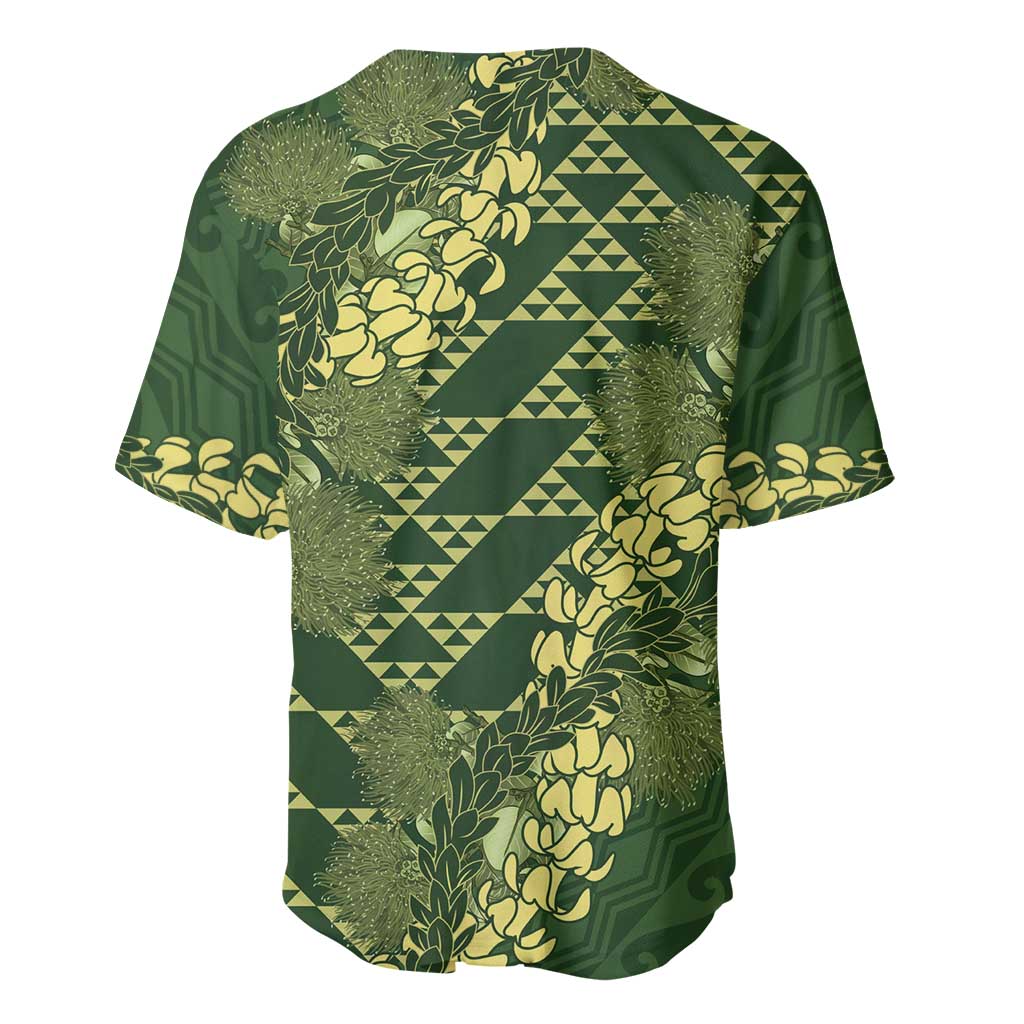 Green Aloha Hawaii Baseball Jersey Hawaiian Kakau Ohia Lehua Lei - Polynesian Pride