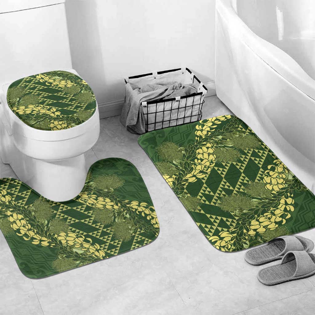 Green Aloha Hawaii Bathroom Set Hawaiian Kakau Ohia Lehua Lei - Polynesian Pride
