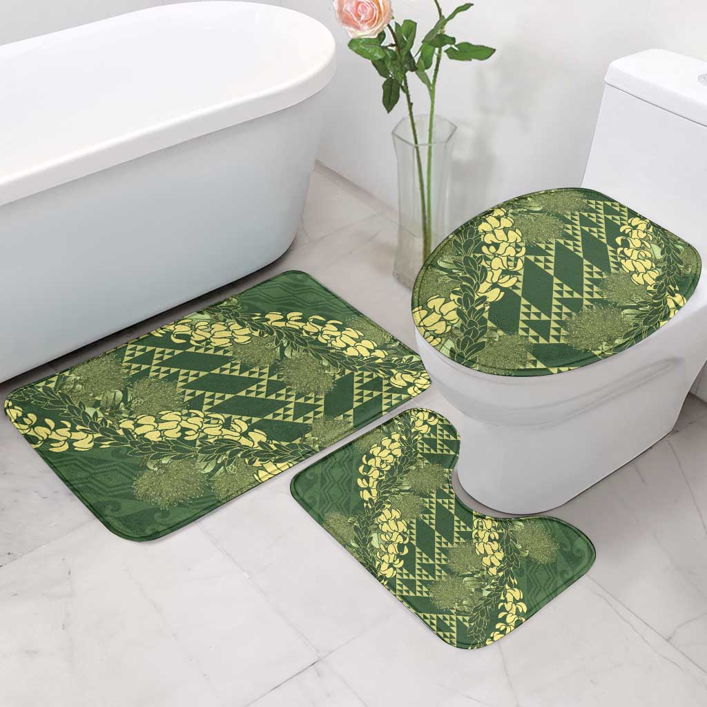 Green Aloha Hawaii Bathroom Set Hawaiian Kakau Ohia Lehua Lei - Polynesian Pride