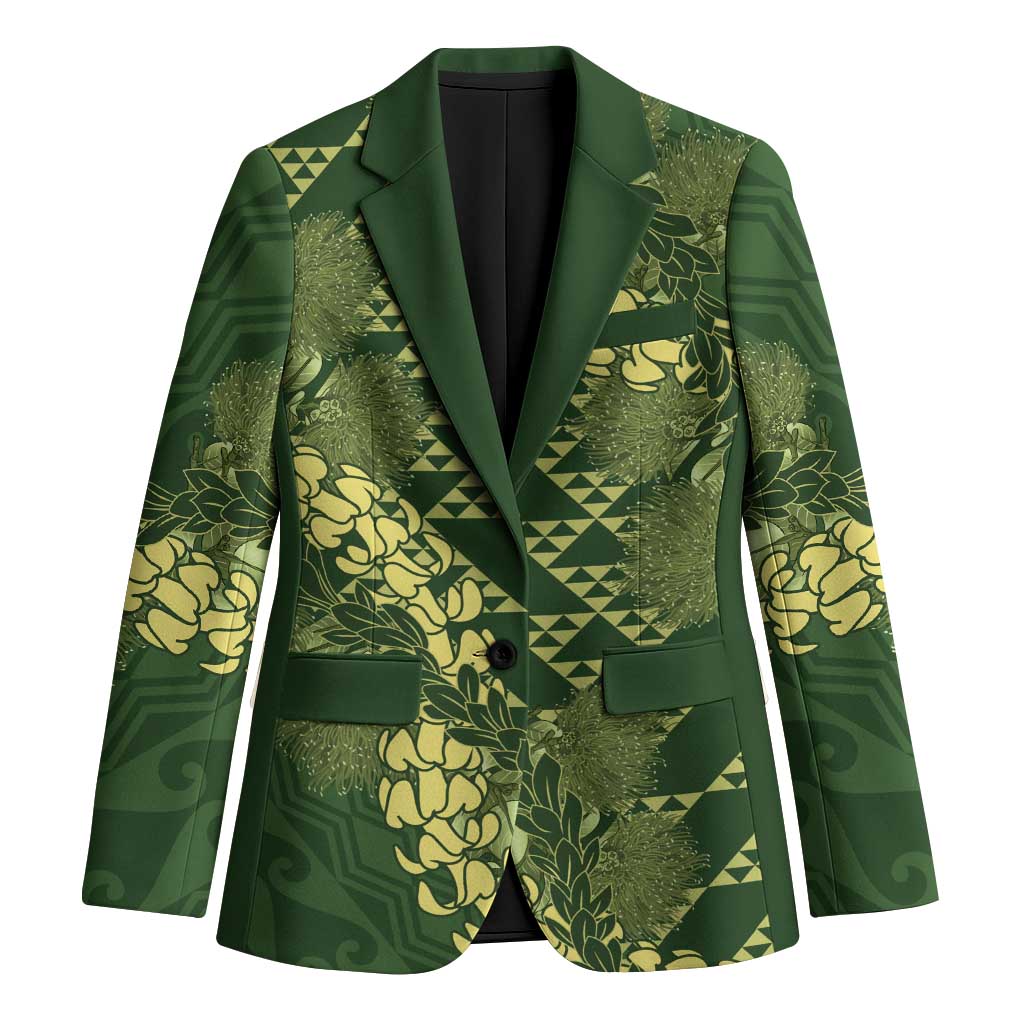 Green Aloha Hawaii Blazer Hawaiian Kakau Ohia Lehua Lei - Polynesian Pride