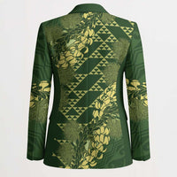 Green Aloha Hawaii Blazer Hawaiian Kakau Ohia Lehua Lei - Polynesian Pride