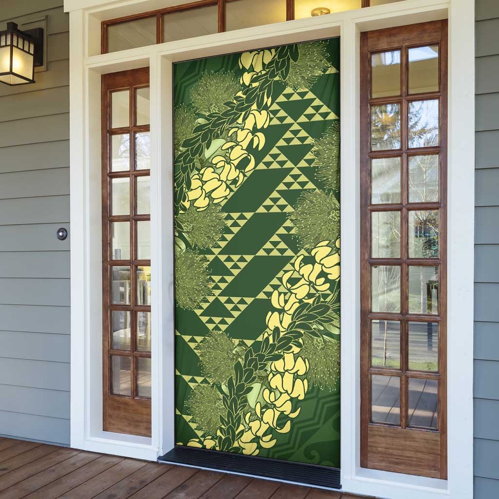 Green Aloha Hawaii Door Cover Hawaiian Kakau Ohia Lehua Lei - Polynesian Pride
