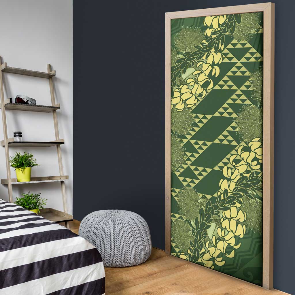 Green Aloha Hawaii Door Cover Hawaiian Kakau Ohia Lehua Lei - Polynesian Pride