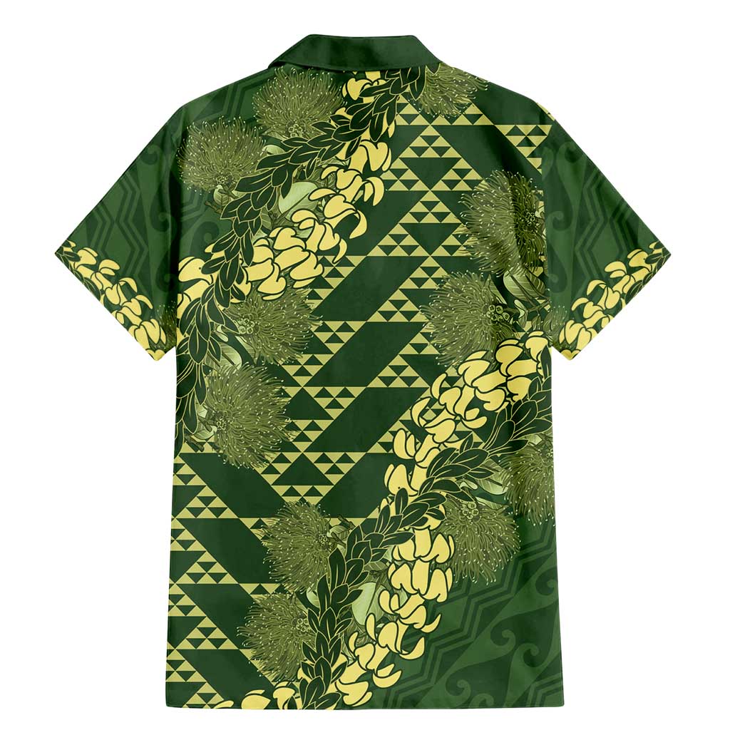 Green Aloha Hawaii Family Matching Mermaid Dress and Hawaiian Shirt Hawaiian Kakau Ohia Lehua Lei - Polynesian Pride