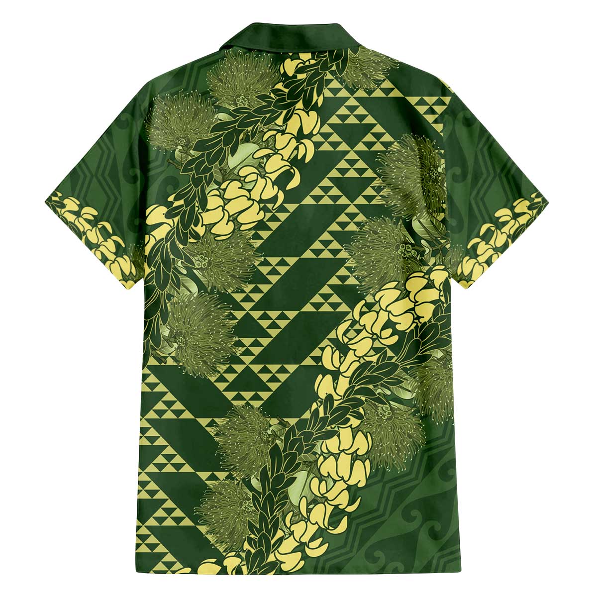 Green Aloha Hawaii Family Matching Off The Shoulder Long Sleeve Dress and Hawaiian Shirt Hawaiian Kakau Ohia Lehua Lei - Polynesian Pride