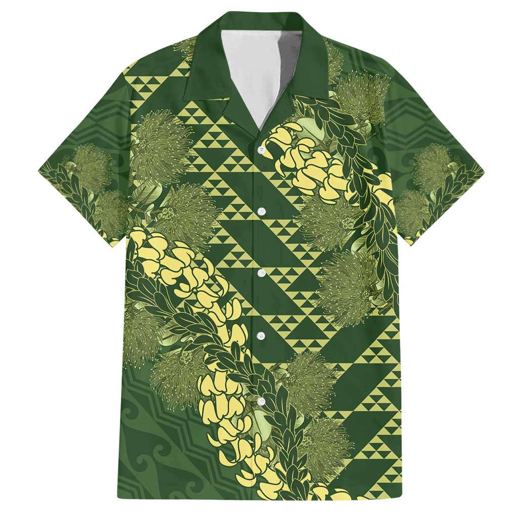 Green Aloha Hawaii Family Matching Puletasi and Hawaiian Shirt Hawaiian Kakau Ohia Lehua Lei - Polynesian Pride