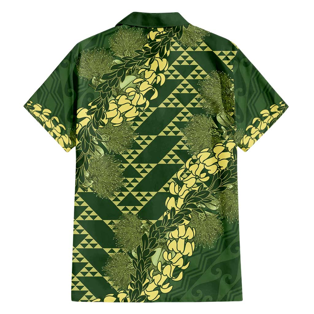 Green Aloha Hawaii Family Matching Summer Maxi Dress and Hawaiian Shirt Hawaiian Kakau Ohia Lehua Lei - Polynesian Pride