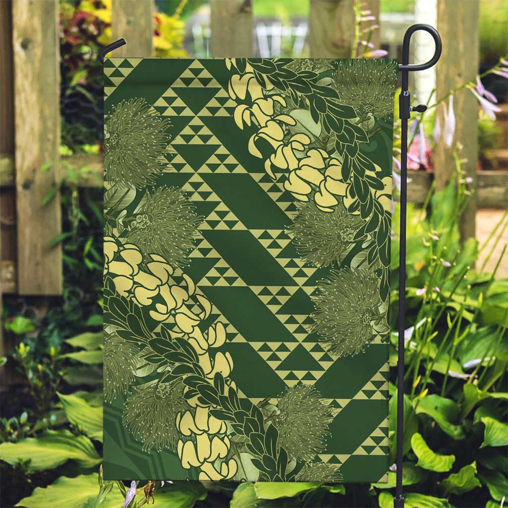 Green Aloha Hawaii Garden Flag Hawaiian Kakau Ohia Lehua Lei - Polynesian Pride