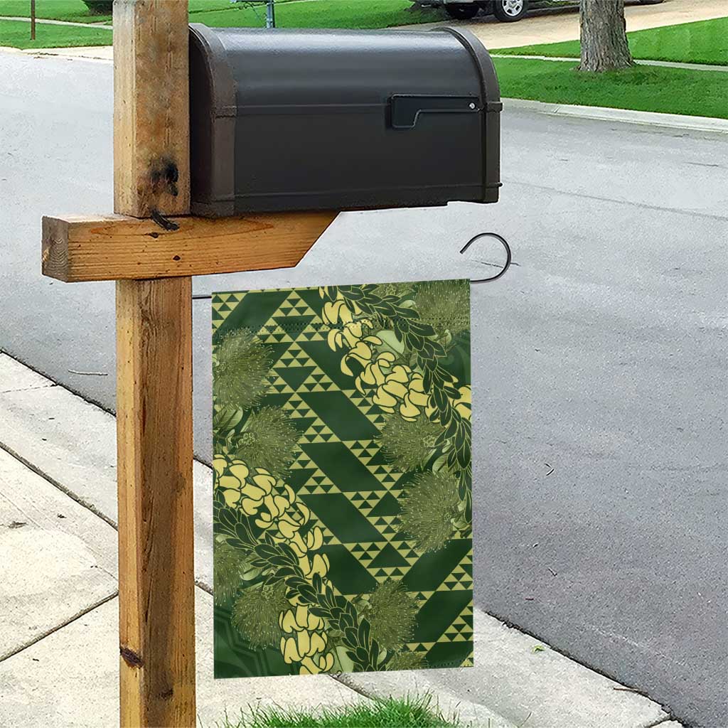 Green Aloha Hawaii Garden Flag Hawaiian Kakau Ohia Lehua Lei - Polynesian Pride