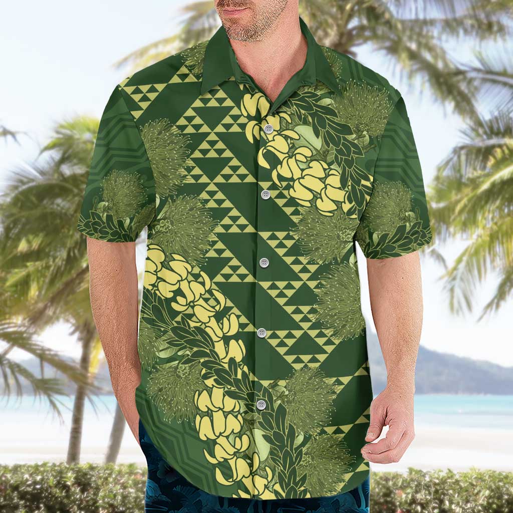 Green Aloha Hawaii Hawaiian Shirt Hawaiian Kakau Ohia Lehua Lei - Polynesian Pride