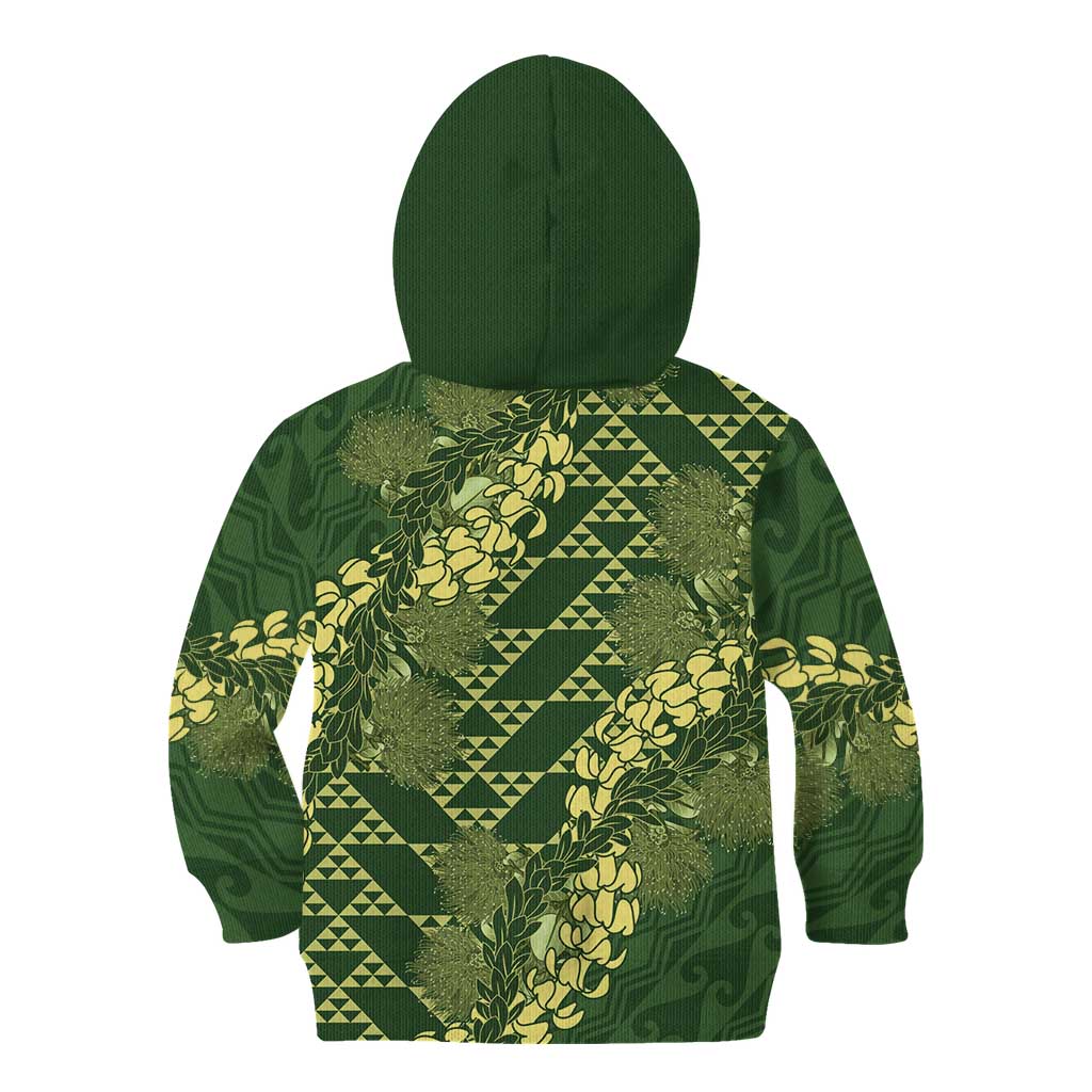 Green Aloha Hawaii Kid Hoodie Hawaiian Kakau Ohia Lehua Lei - Polynesian Pride