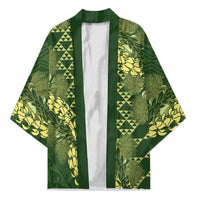 Green Aloha Hawaii Kimono Hawaiian Kakau Ohia Lehua Lei - Polynesian Pride