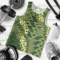 Green Aloha Hawaii Men Tank Top Hawaiian Kakau Ohia Lehua Lei - Polynesian Pride