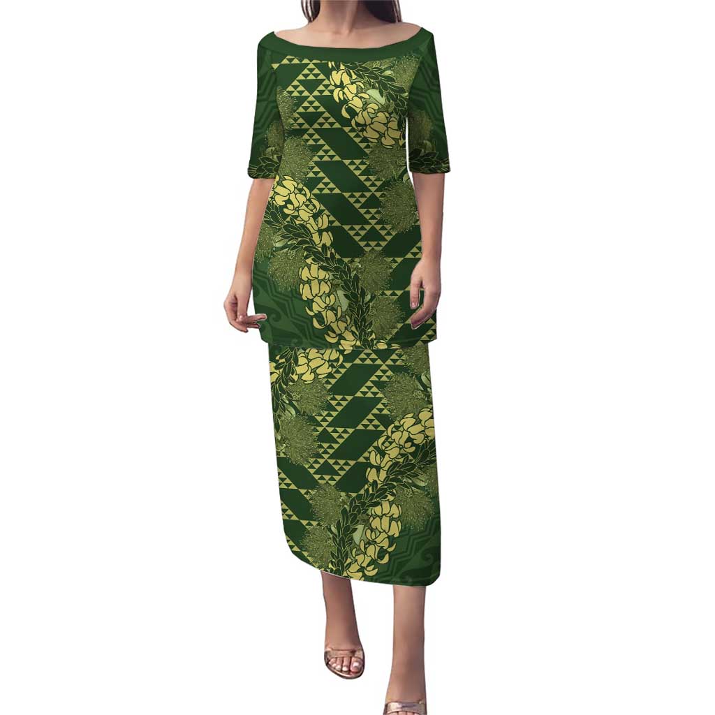 Green Aloha Hawaii Puletasi Hawaiian Kakau Ohia Lehua Lei - Polynesian Pride