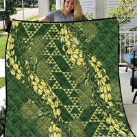 Green Aloha Hawaii Quilt Hawaiian Kakau Ohia Lehua Lei - Polynesian Pride