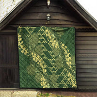 Green Aloha Hawaii Quilt Hawaiian Kakau Ohia Lehua Lei - Polynesian Pride