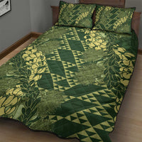 Green Aloha Hawaii Quilt Bed Set Hawaiian Kakau Ohia Lehua Lei - Polynesian Pride