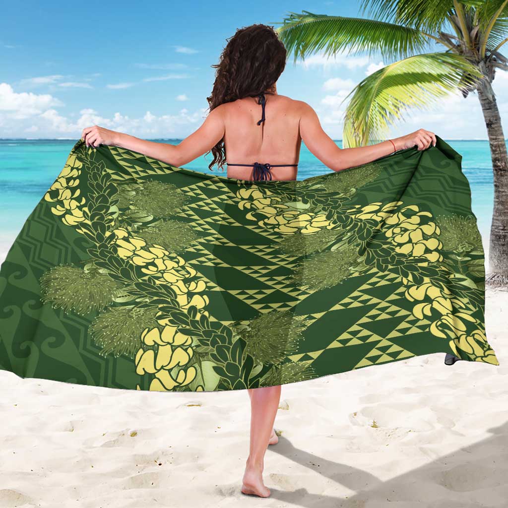 Green Aloha Hawaii Sarong Hawaiian Kakau Ohia Lehua Lei - Polynesian Pride