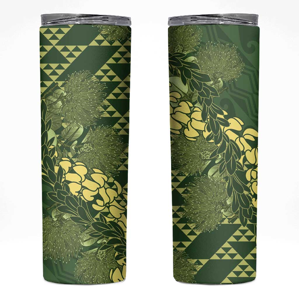 Green Aloha Hawaii Skinny Tumbler Hawaiian Kakau Ohia Lehua Lei - Polynesian Pride