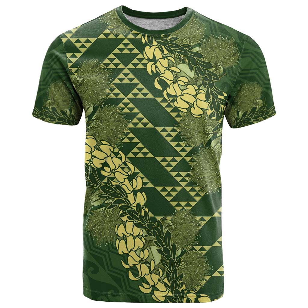 Green Aloha Hawaii T Shirt Hawaiian Kakau Ohia Lehua Lei - Polynesian Pride