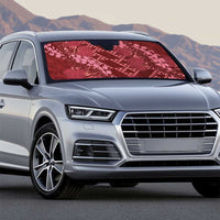 Maroon Aloha Hawaii Auto Sun Shade Hawaiian Kakau Ohia Lehua Lei - Polynesian Pride