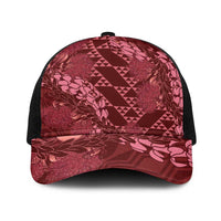 Maroon Aloha Hawaii Baseball Net Cap Hawaiian Kakau Ohia Lehua Lei - Polynesian Pride