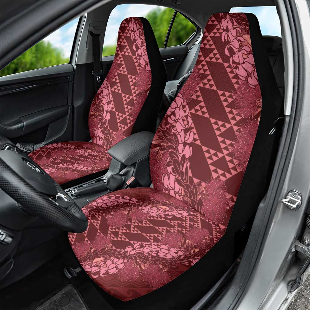 Maroon Aloha Hawaii Car Seat Cover Hawaiian Kakau Ohia Lehua Lei - Polynesian Pride