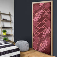 Maroon Aloha Hawaii Door Cover Hawaiian Kakau Ohia Lehua Lei - Polynesian Pride