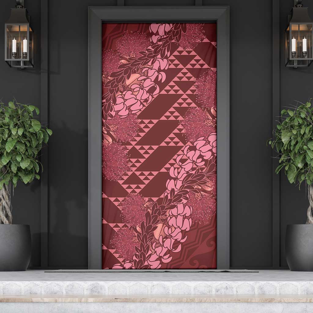 Maroon Aloha Hawaii Door Cover Hawaiian Kakau Ohia Lehua Lei - Polynesian Pride