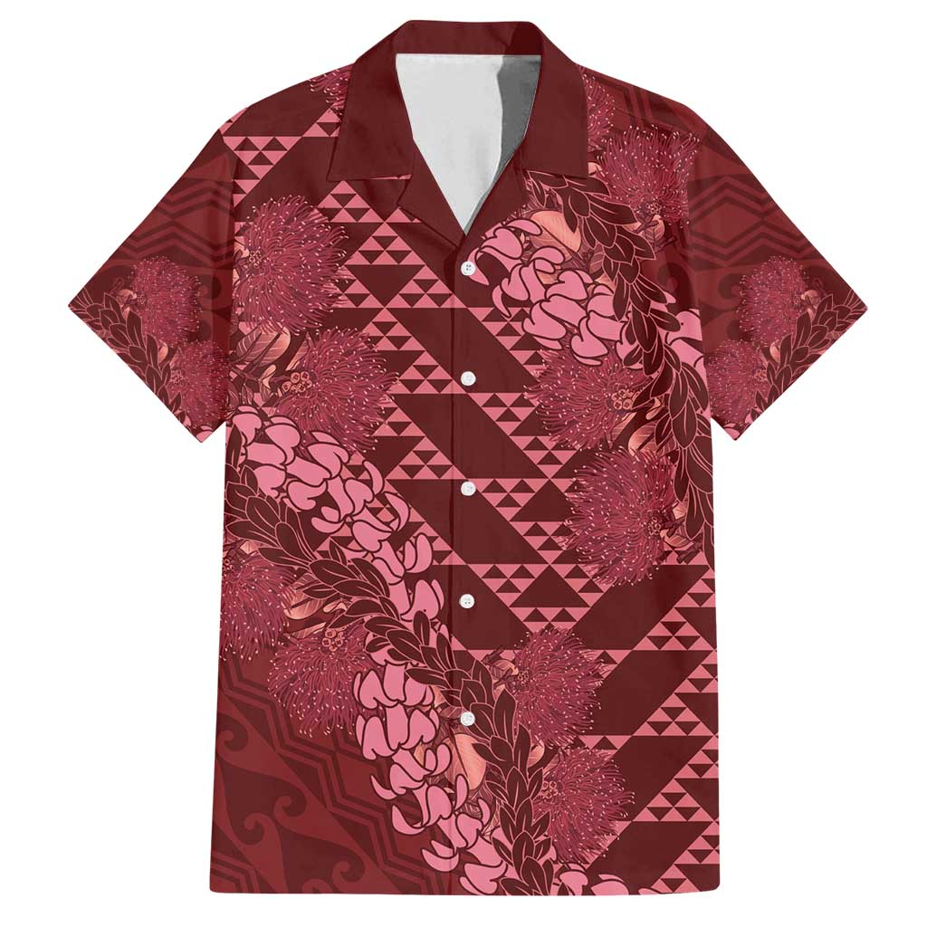 Maroon Aloha Hawaii Family Matching Long Sleeve Bodycon Dress and Hawaiian Shirt Hawaiian Kakau Ohia Lehua Lei - Polynesian Pride