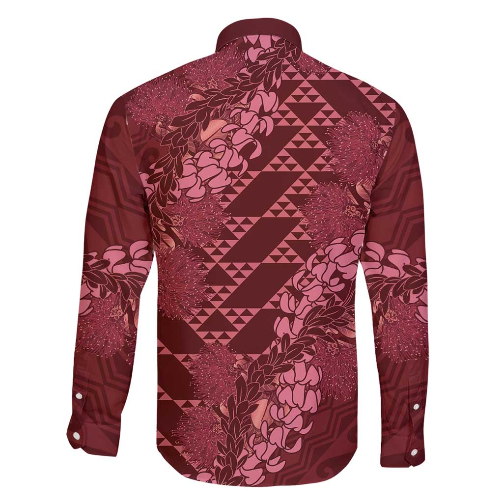 Maroon Aloha Hawaii Family Matching Short Sleeve Bodycon Dress and Hawaiian Shirt Hawaiian Kakau Ohia Lehua Lei - Polynesian Pride