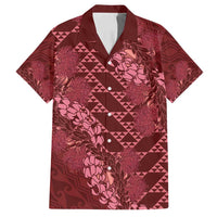 Maroon Aloha Hawaii Family Matching Summer Maxi Dress and Hawaiian Shirt Hawaiian Kakau Ohia Lehua Lei - Polynesian Pride