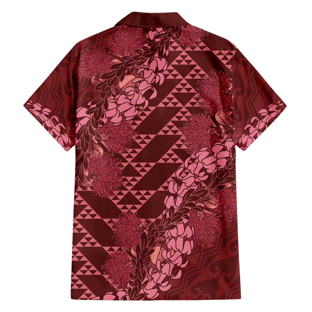 Maroon Aloha Hawaii Family Matching Tank Maxi Dress and Hawaiian Shirt Hawaiian Kakau Ohia Lehua Lei - Polynesian Pride