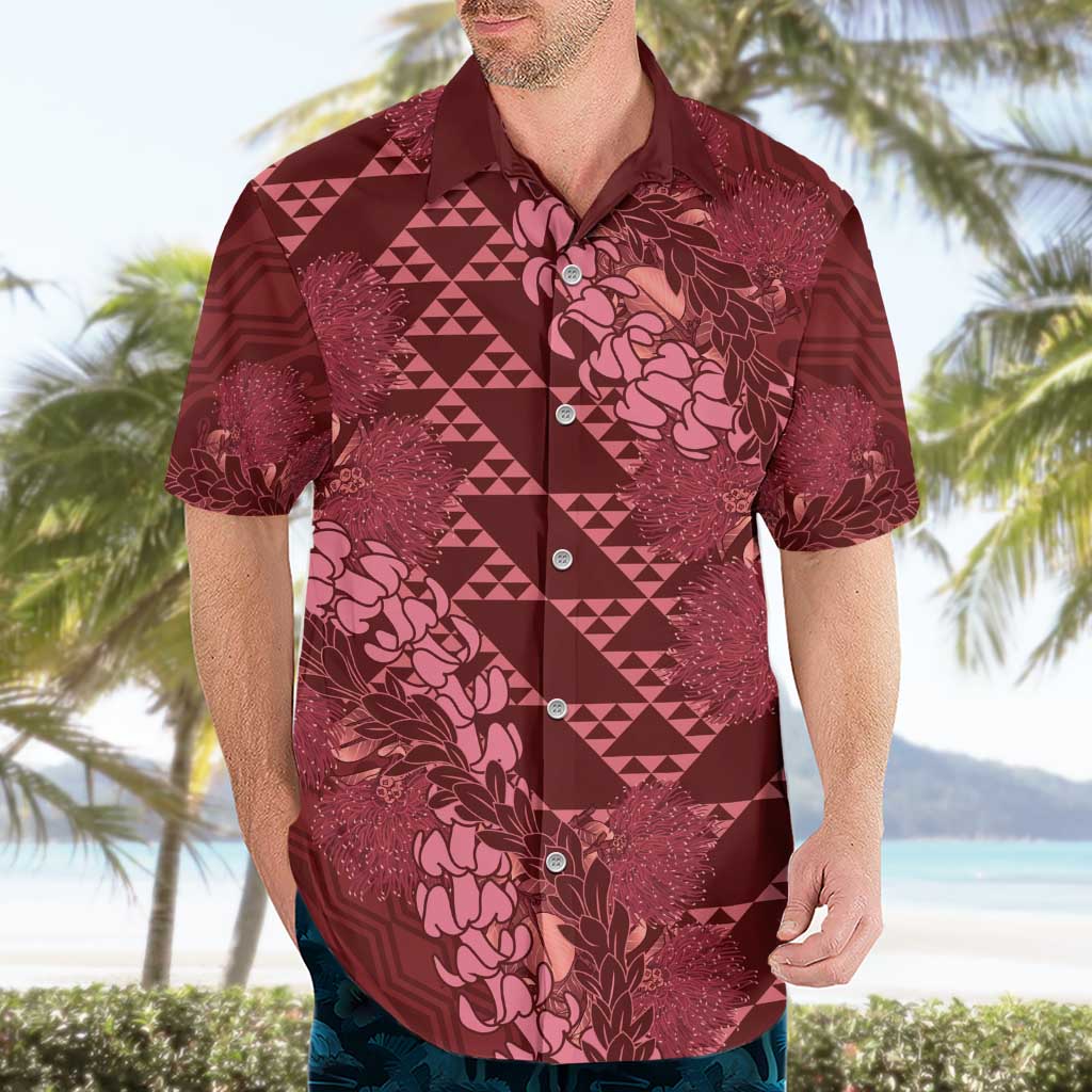 Maroon Aloha Hawaii Hawaiian Shirt Hawaiian Kakau Ohia Lehua Lei - Polynesian Pride