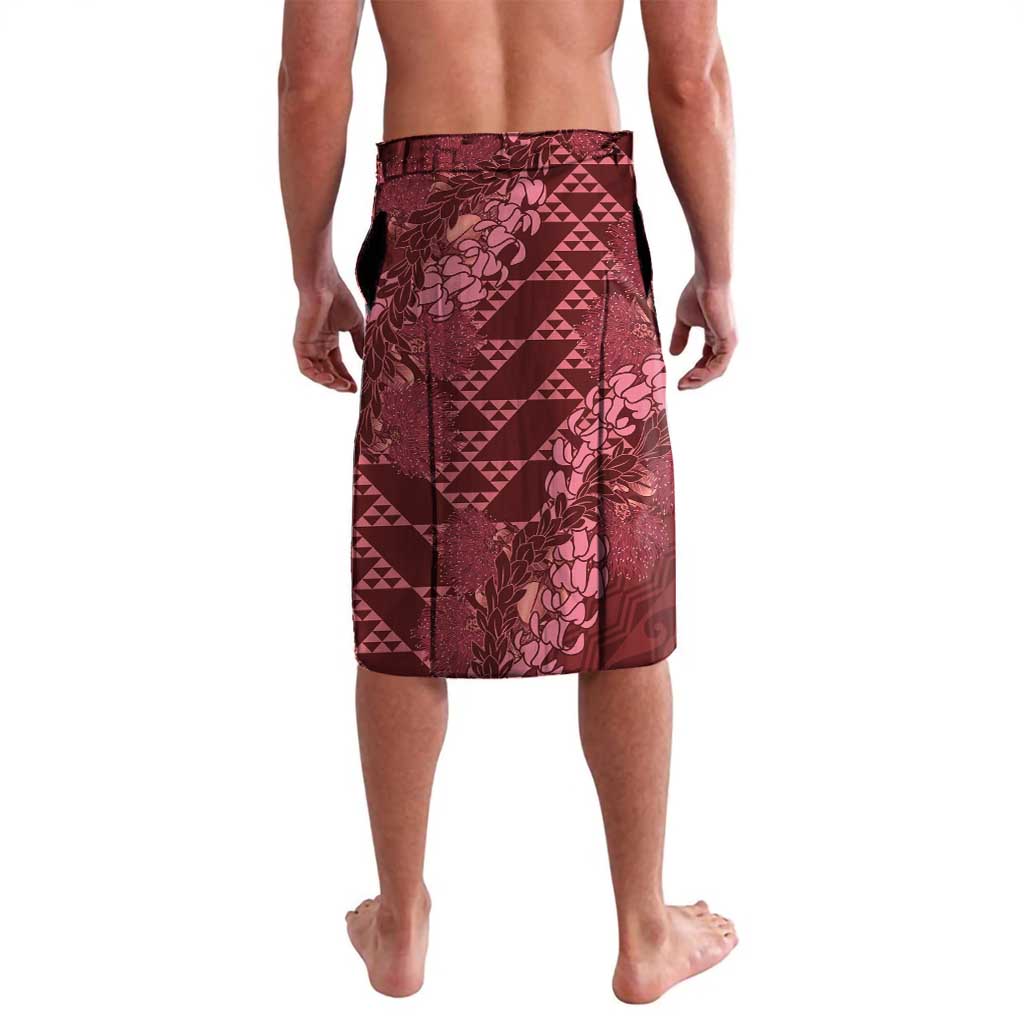 Maroon Aloha Hawaii Lavalava Hawaiian Kakau Ohia Lehua Lei - Polynesian Pride