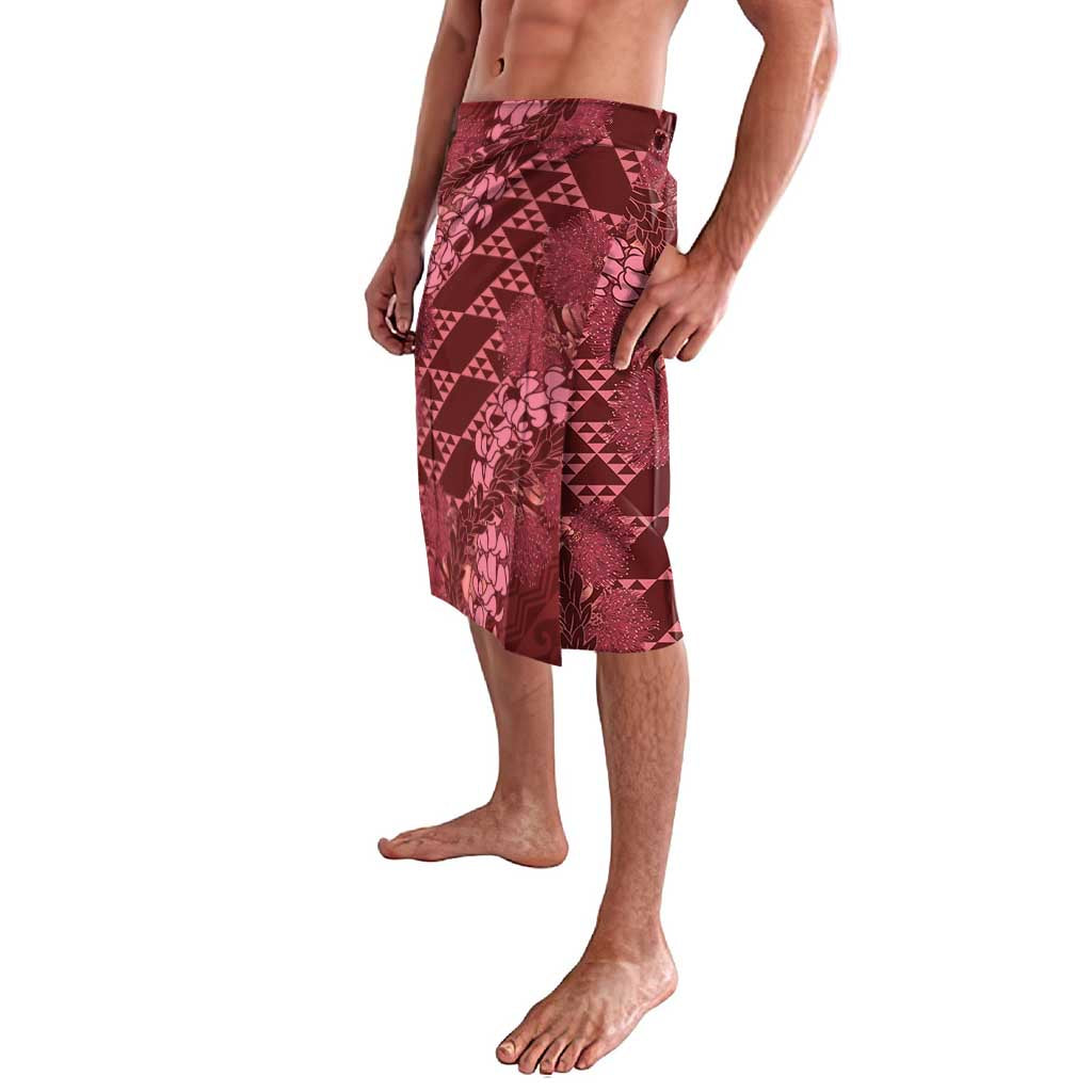 Maroon Aloha Hawaii Lavalava Hawaiian Kakau Ohia Lehua Lei - Polynesian Pride