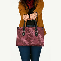 Maroon Aloha Hawaii Leather Bag Hawaiian Kakau Ohia Lehua Lei - Polynesian Pride