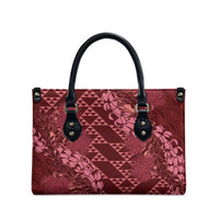 Maroon Aloha Hawaii Leather Bag Hawaiian Kakau Ohia Lehua Lei - Polynesian Pride