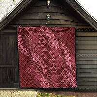 Maroon Aloha Hawaii Quilt Hawaiian Kakau Ohia Lehua Lei - Polynesian Pride