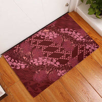 Maroon Aloha Hawaii Rubber Doormat Hawaiian Kakau Ohia Lehua Lei - Polynesian Pride
