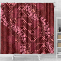 Maroon Aloha Hawaii Shower Curtain Hawaiian Kakau Ohia Lehua Lei - Polynesian Pride
