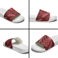 Maroon Aloha Hawaii Slide Sandals Hawaiian Kakau Ohia Lehua Lei - Polynesian Pride