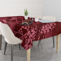 Maroon Aloha Hawaii Tablecloth Hawaiian Kakau Ohia Lehua Lei - Polynesian Pride