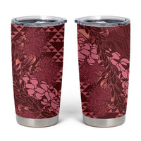 Maroon Aloha Hawaii Tumbler Cup Hawaiian Kakau Ohia Lehua Lei - Polynesian Pride