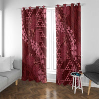 Maroon Aloha Hawaii Window Curtain Hawaiian Kakau Ohia Lehua Lei - Polynesian Pride