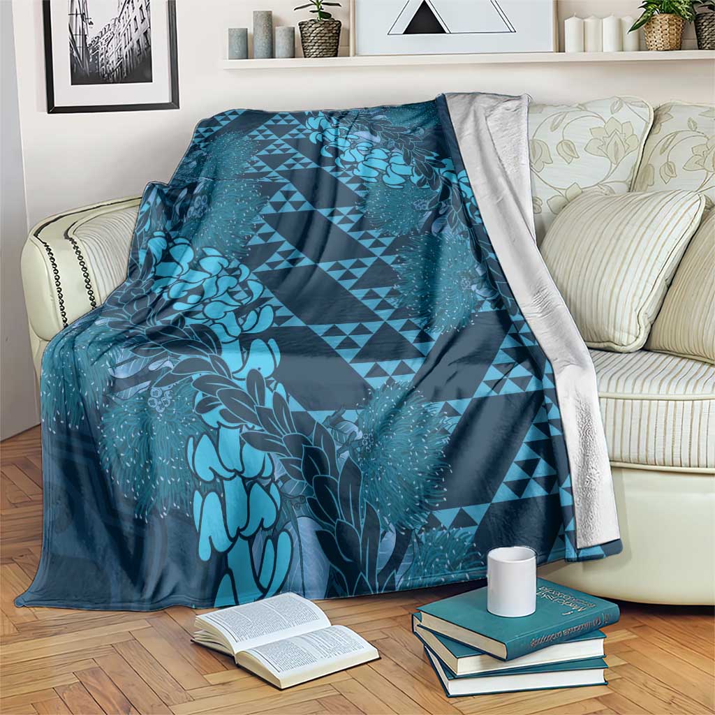 Naval Night Aloha Hawaii Blanket Hawaiian Kakau Ohia Lehua Lei - Polynesian Pride