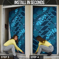 Naval Night Aloha Hawaii Door Cover Hawaiian Kakau Ohia Lehua Lei - Polynesian Pride